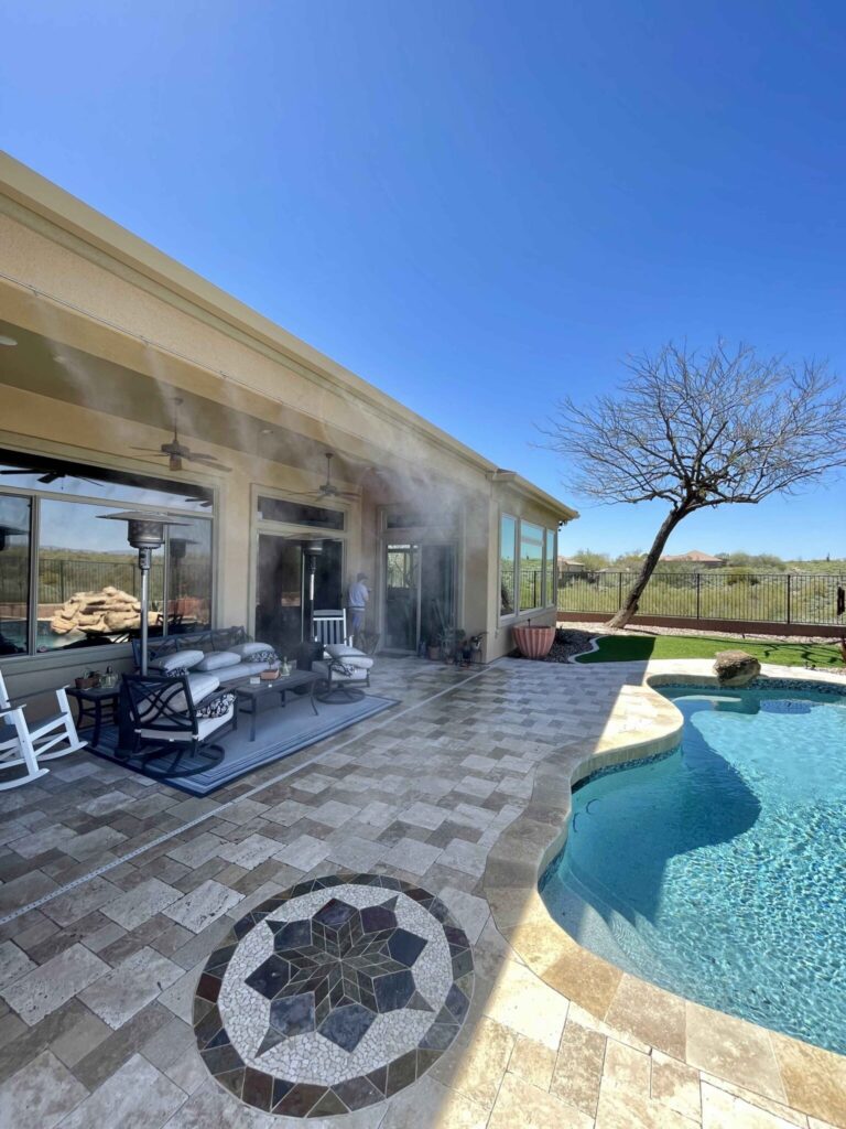 A home misting system installed on a Maricopa home patio