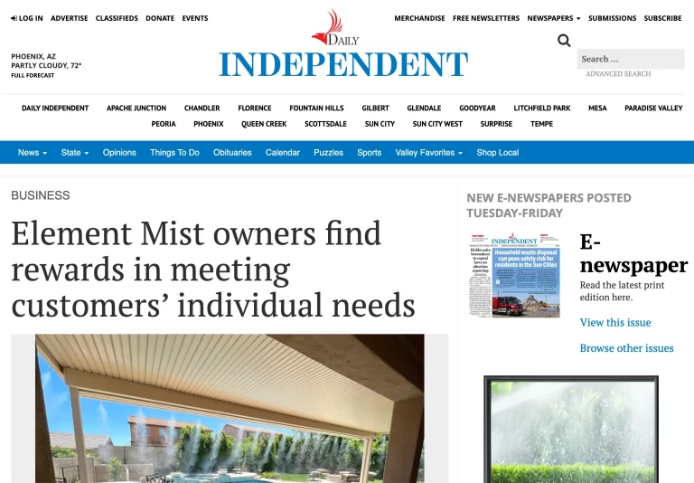 Daily Independent website post featuring Element Mist