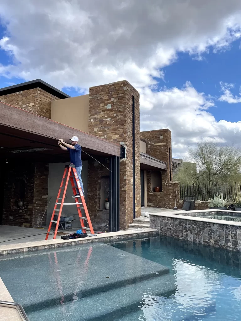 Installing a back patio misting system in Cave Creek, Arizona