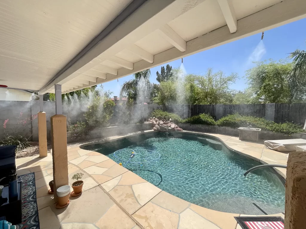 Misting systems for Tempe showcasing a beautiful Tempe arizona backyard with a misting system